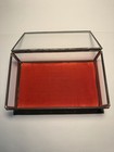  Antique Glass Display Case Metal Frame Red Velvet Base Mexico Mark 
