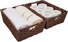 Large Wicker Storage Basket  Metal Frame  Set Of 2  Washable Waterproof  15     