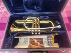 Vintage 1940 s-50 s Conn-conquest Trumpet Ornate Band Etching Mouthpiece W case