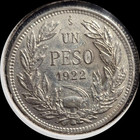Chile 1922  Peso Old Silver World Coin   5319