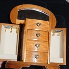 Vtg Wood Jewelry Box Chest 9 x10 x5   Heart Pulls White Velvet Lined