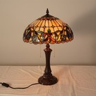 Tiffany Lamps Stained Glass Table Lamp  2-lights Antique Brown Red Desk Light