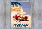 Vintage 1937 Monaco Grand Prix Auto Racing Poster Print 36x27 9mil Paper