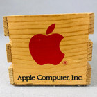 Apple Computer Inc Custom Promotional Wood Crate Floppy Disc Storage Box Vintage