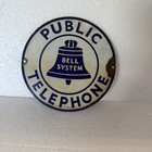Vintage Bell System Porcelain Sign Public Telephone Pay Phone Communications 7   