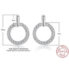 925 Sterling Silver Circle Hoop Earring Elegant Crystal Stud Hoops For Women 323