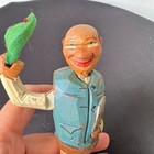 Vintage Hand Carved Wooden Wine Mechanical Bottle Stopper Folk Art Man Cork