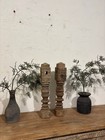 Pair Of Hand-carved Wooden Pillar Legs     Rustic Architectural Salvage  Vintage