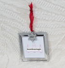 2023 Christmas Tree Ornament Photo Picture Silver Chrome Square Winter Snowflake