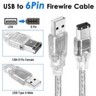 6ft Firewire To Usb Adapter Cable 6 Pin Ieee 1394 Male To Usb 2 0 Male Adaptor C