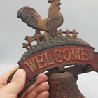 Cast Iron Rooster Welcome Sign Bell Vintage Style Farmhouse Rustic Porch Door