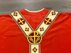 Vintage Red Chasuble With Embroidered Panels