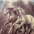 Vintage San Marcos Wild Horses Blanket Reversible Two Tone Burgundy Tan 85x55