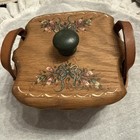 1994 Longaberger Sweet Basil Basket With Leather Straps  Aftermarket Painted Lid