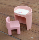Little Tikes Miniature Dollhouse Furniture Pink Vanity Makeup Table Chair  Vtg