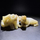 Antique Chinese Natural Hetian Jade Carved Dragon tiger Beast Statue