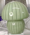 Vintage Art Glass Mushroom Table Desk Lamp Striped Mint Green Glass 11 