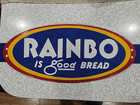 Vintage Rainbow Bread Screen Door Advertising Metal Door Push Sign - Nos   