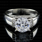 Real 1 97 Tcw Round Cut Lab Moissanite Engagement Ring 14k White Gold Plated