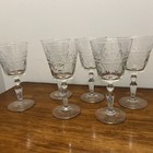 Set Of 6 Clear Wine Glass Stemmed Goblets 7  Tall Mcm Vintage
