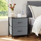 2 Fabric Drawers Gray Nightstand Small Dresser Living Room Bedroom Furniture