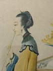 Vintage 1924 Chinese Miniature Print Lady With Peacock Faux Bamboo Frame Art