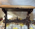 Antique Style Wood Sewing Work Stand Hinged Storage Box Turned Legs Primitive