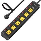6-8 Outlet Heavy Duty 3300j Power Strip Surge Protector With 6ft Cord 15a 1875w 