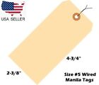 100 Pack Size 5 Manila Inventory Shipping Hang Tags With Wire 4 3 4  X 2 3 8 