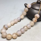 16mm Tibetan Oily Old Agate Totem Dzi Prayer Beads Amulet Ivory Bracelet Bangle