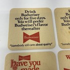 Vintage Budweiser Square Beer Coasters Bar Pub Decor Ephemera Lot Of 4 Read