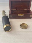 Vintage Small Maritime Nautical Telescope   Spyglass With Wooden Box