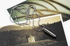 Silver Tone High Polished Stainless Steel Military Mens Bullet Necklace Pendant