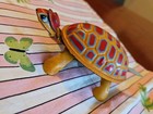 Vintage Antique Tin Litho Wind-up Cute Turtle In Hat Toy Japan Made Display Only