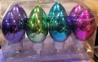 Set Of 8 Vintage Metallic Light Bulb Shape Ornaments Holiday Style