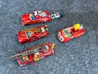 4 Vintage 1950s Japanese Friction Tin Toy Fire Engines  Tn Nomura  San