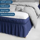 Queen Size Bed Skirt 16  Drop Wrap Around Dust Ruffle With Elastic Band Navy