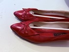 1980s Red Leather Bow Flats-pointed Toe-coquette-femme-romantic-size 8 5-shoe