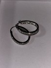 Silver Tone Pav   Clear Cz Oval Hoop Earrings Latch Back
