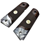 1911 Full Size Grips Double Diamond Checkered Rosewood Pearl Eagle   Screws