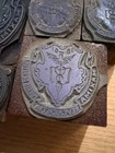 Letterpress Printing Blocks Medical Pharmacy Crest Wood Type Vintage 9pc Lot