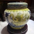 Chinese Doucai Porcelain Tianzi Jar  Sea Beast Pattern Lidded Canister hand Pai