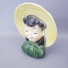 Vintage Royal Copley 1950 s Asian Girl Head Vase Wall Pocket