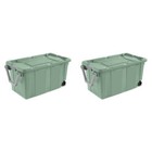 Sterilite 40 Gallon Wheeled Industrial Tote Plastic Adult  Green Sage  Set Of 2