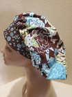 Flowers  brown   Tourq women s Bouffant Surgical Scrub Hat cap Handmade