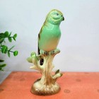 Real Feathered Parakeet Budgie Ceramic Figurine     Hand-painted Ceramic Bird 