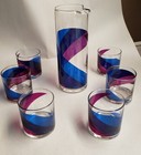 Vintage 70s Colony Cocktail Bar Set 7 Pcs Retro Blue Purple Mcm Mod Groovy Rare