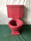 Vtg Mid Century Burgundy T ang Red Porcelain Toilet Standard Round Bowl 336-25e
