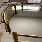 Vanity Dresser Tray Mirror Vintage Large Beveled Glass Gold Rails 1980s