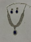 Crystal  Necklace Earrings Jewelry Set Royal Blue